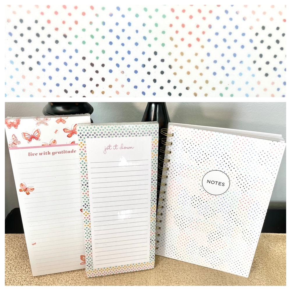 NWT Colorful Polka Dot Gratitude Notebook/Journal Notepad Stationery Bundle